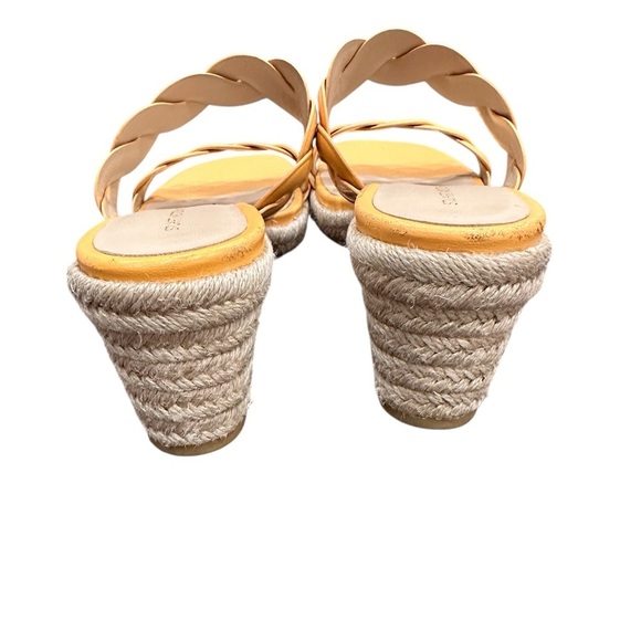 Stuart Weitzman Twist Espadrille Wedge Sandals in Mango Leather Women's 8 - Picture 3 of 6